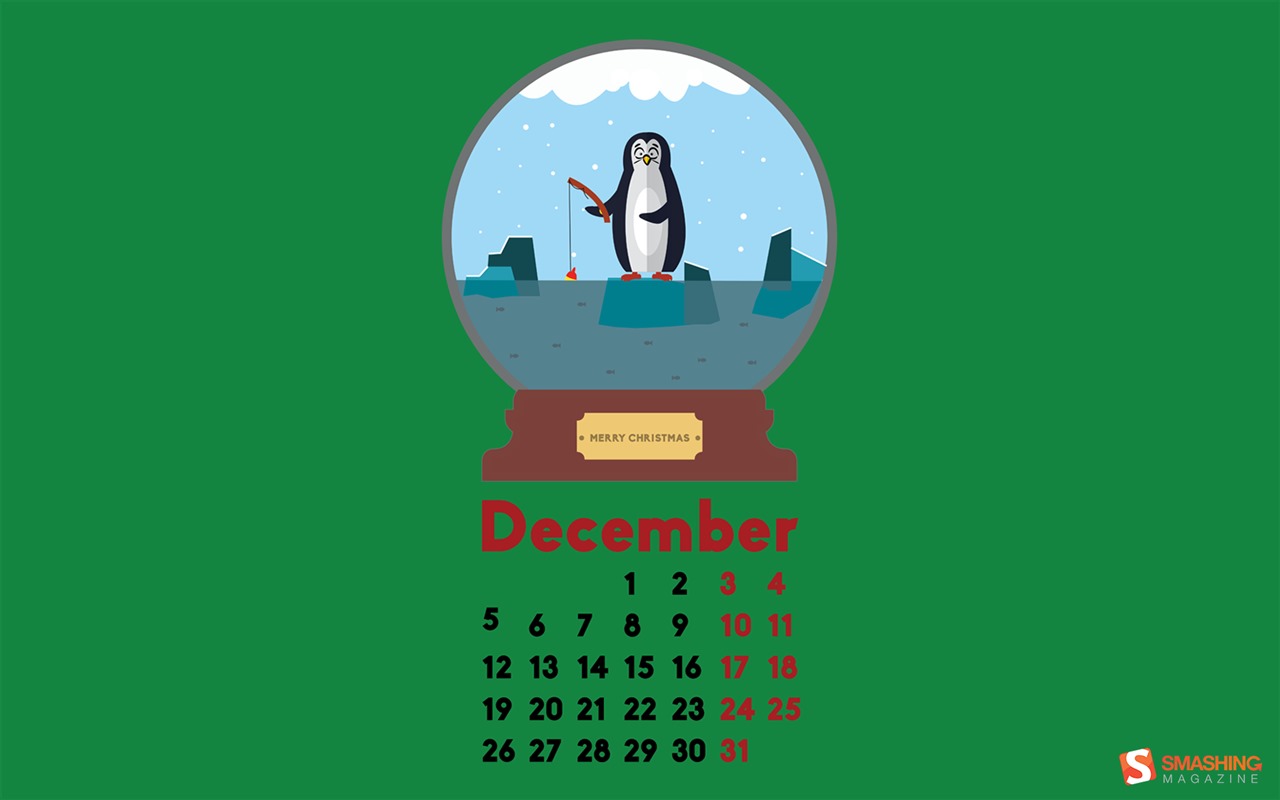 Fondo de escritorio del calendario de la Navidad de diciembre de 2016 (2) #8 - 1280x800