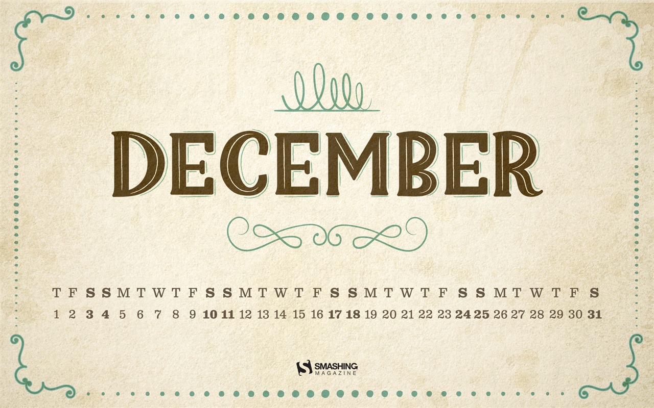 2016年12月クリスマステーマカレンダーの壁紙 (2) #9 - 1280x800