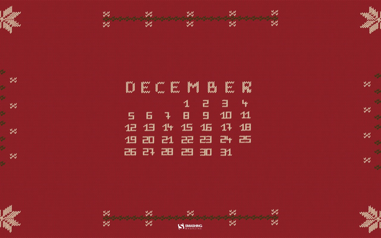 2016年12月クリスマステーマカレンダーの壁紙 (2) #12 - 1280x800