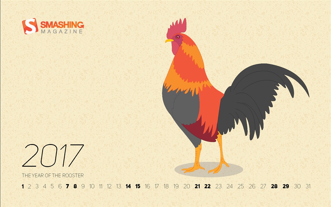 2017年1月のカレンダーの壁紙 (1) #1 - 1280x800