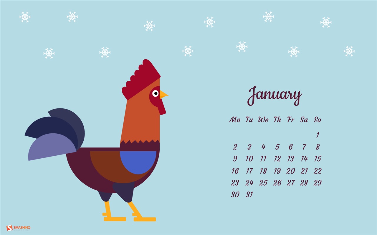 Январь 2017 обои календарь (2) #15 - 1280x800