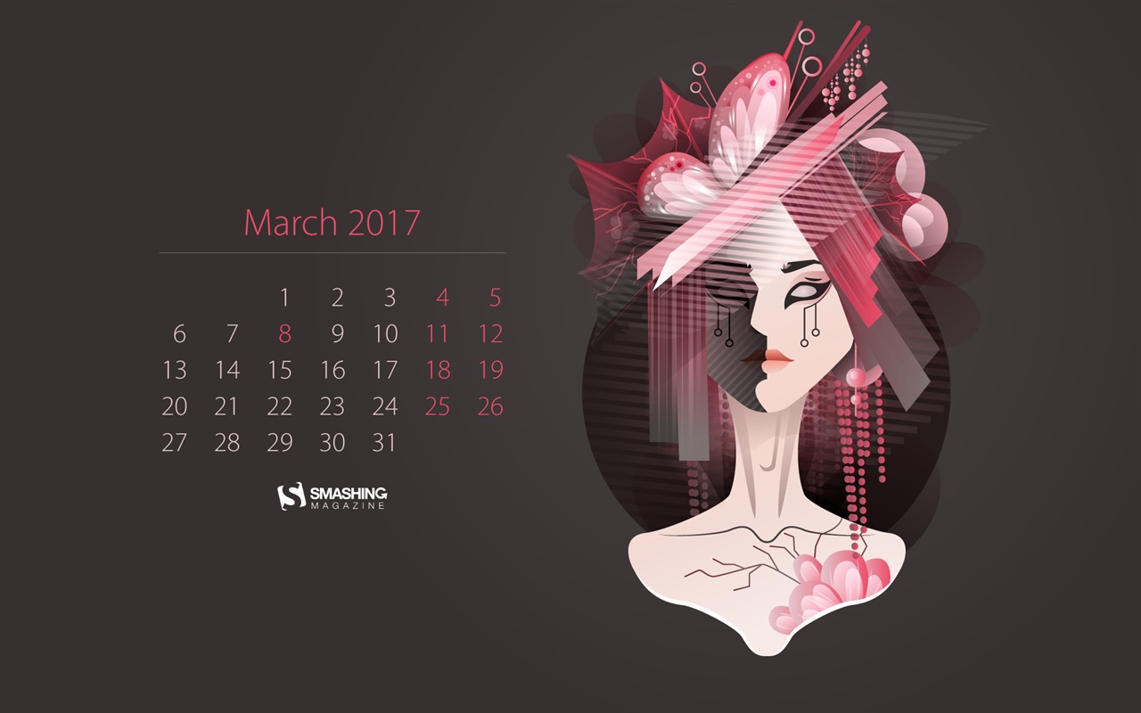 2017年3月のカレンダーの壁紙 (2) #2 - 1280x800