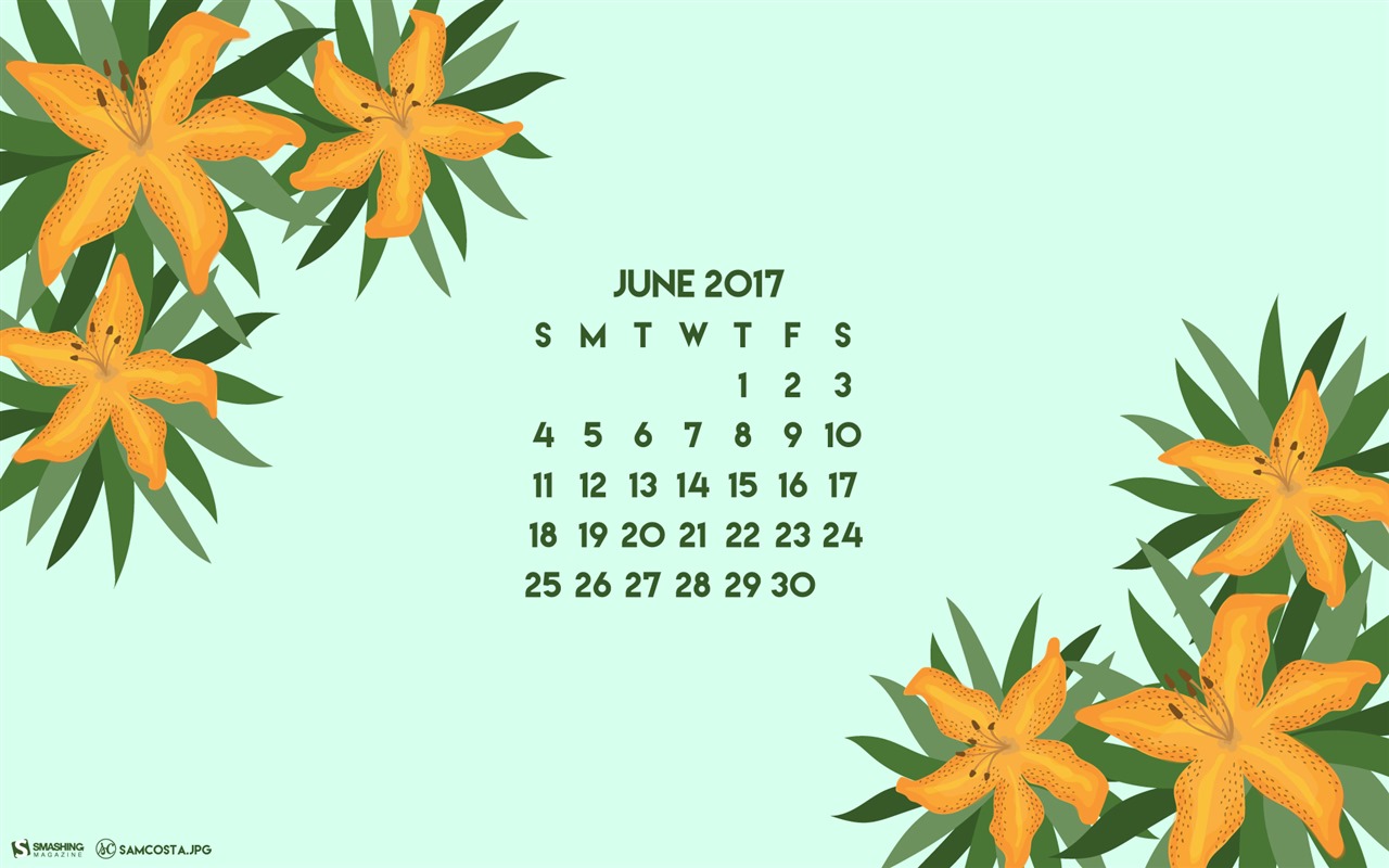 Červen 2017 kalendář tapety #3 - 1280x800