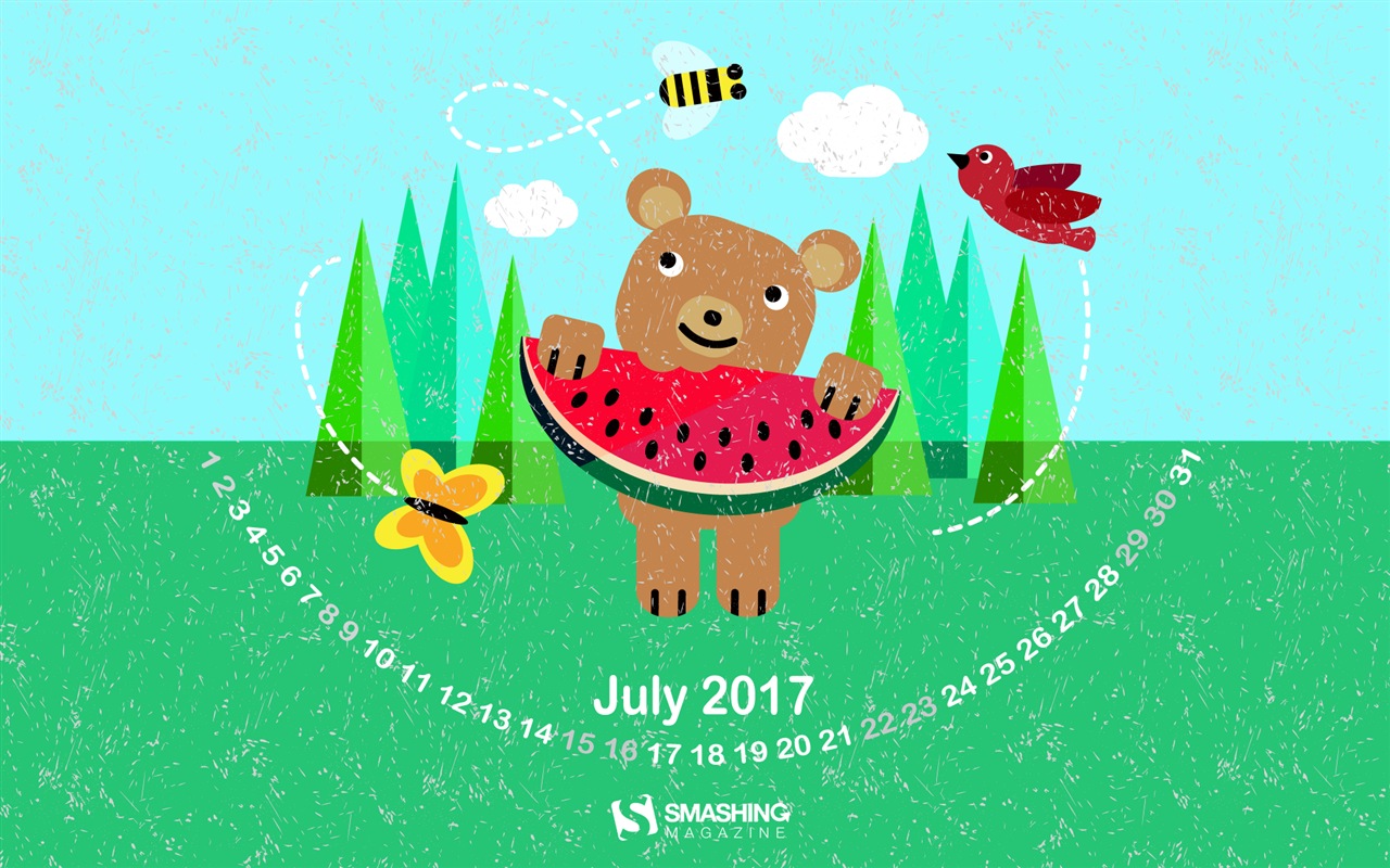 Fondo de escritorio del calendario de julio de 2017 #22 - 1280x800