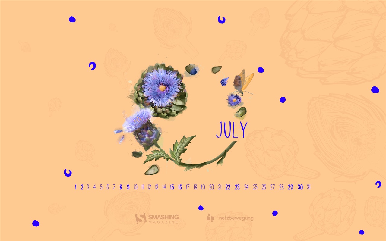 Fondo de escritorio del calendario de julio de 2017 #23 - 1280x800