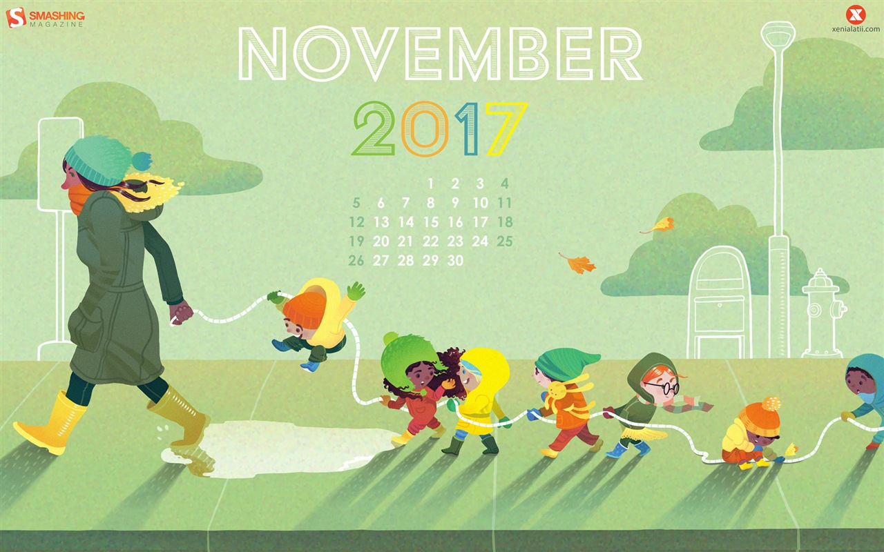 2017年11月のカレンダーの壁紙 #20 - 1280x800