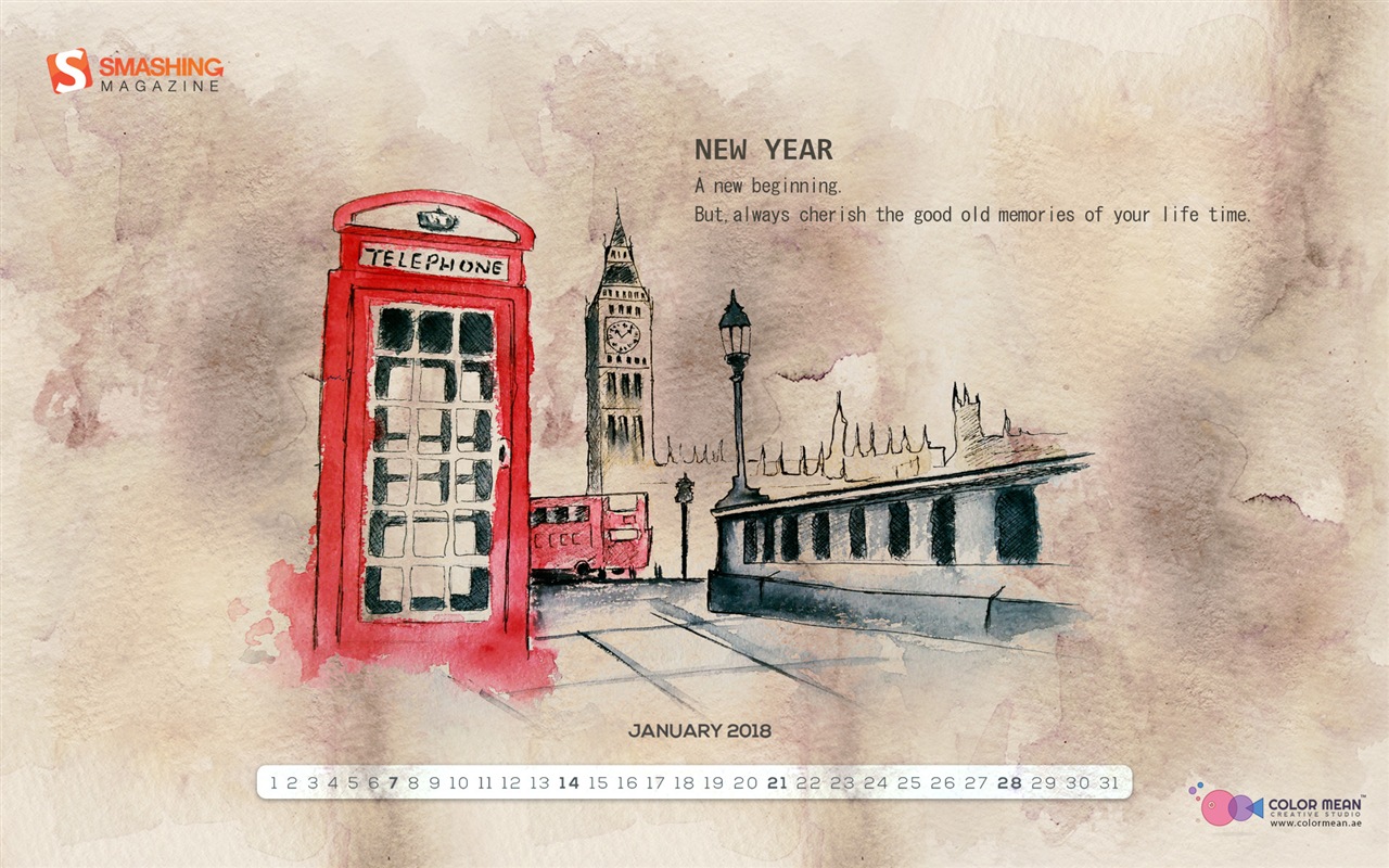 January 2018 Calendar Wallpaper #14 - 1280x800