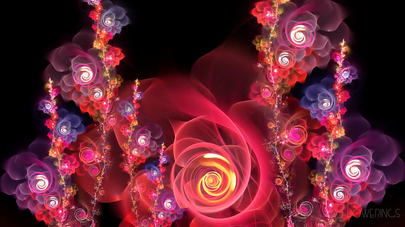3D rêve abstrait fond d'écran de fleurs #5 - 1366x768