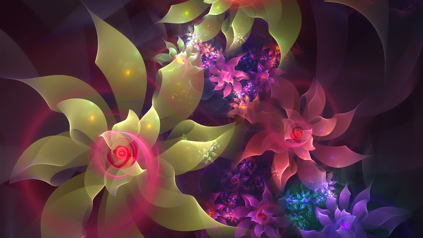 3D Wallpaper Abstract Flower Dream #12 - 1366x768