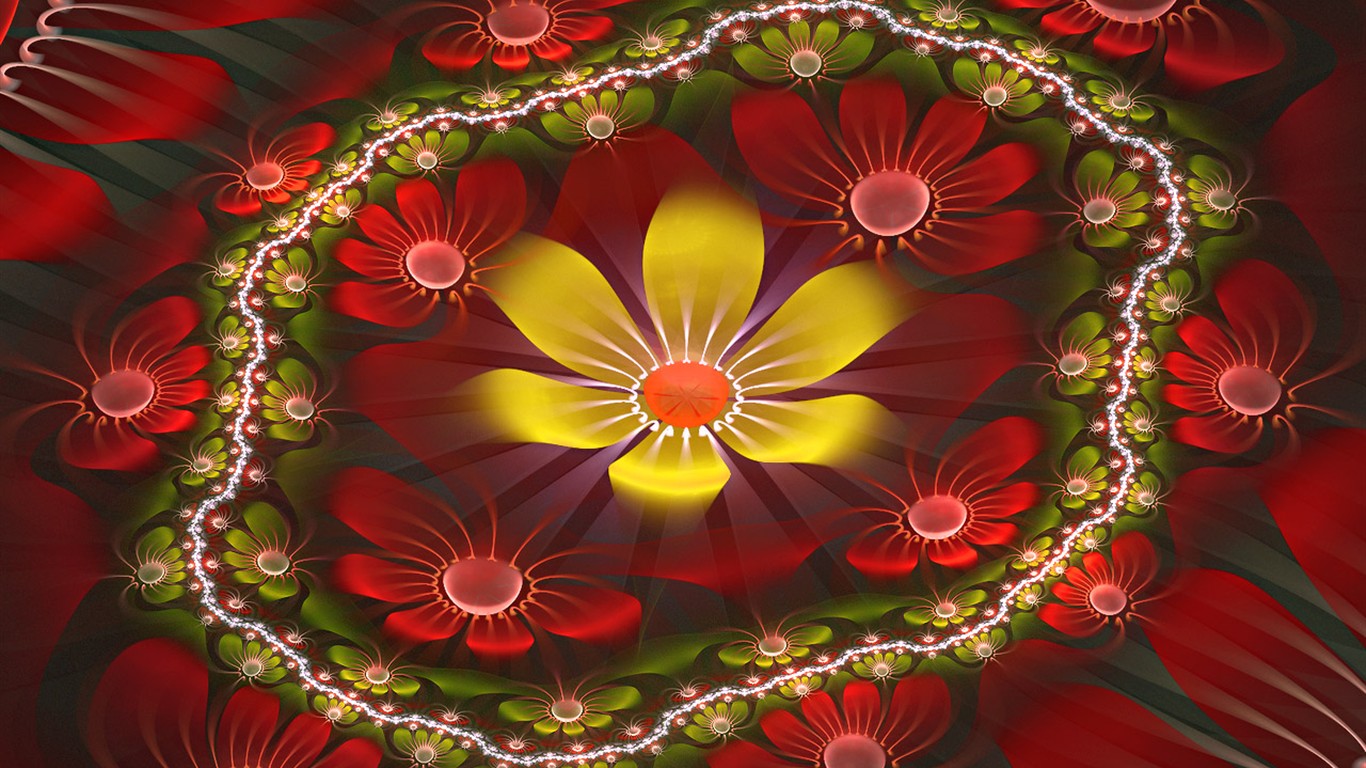 3D Sueño Resumen papel tapiz de flores #15 - 1366x768