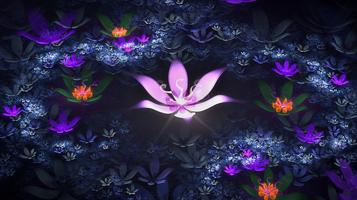 3D Wallpaper Abstract Flower Dream #17 - 1366x768