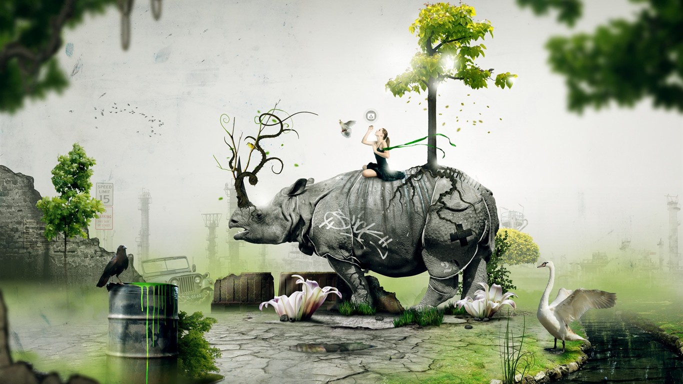 Creative synthesis of the visual wallpaper #20 - 1366x768