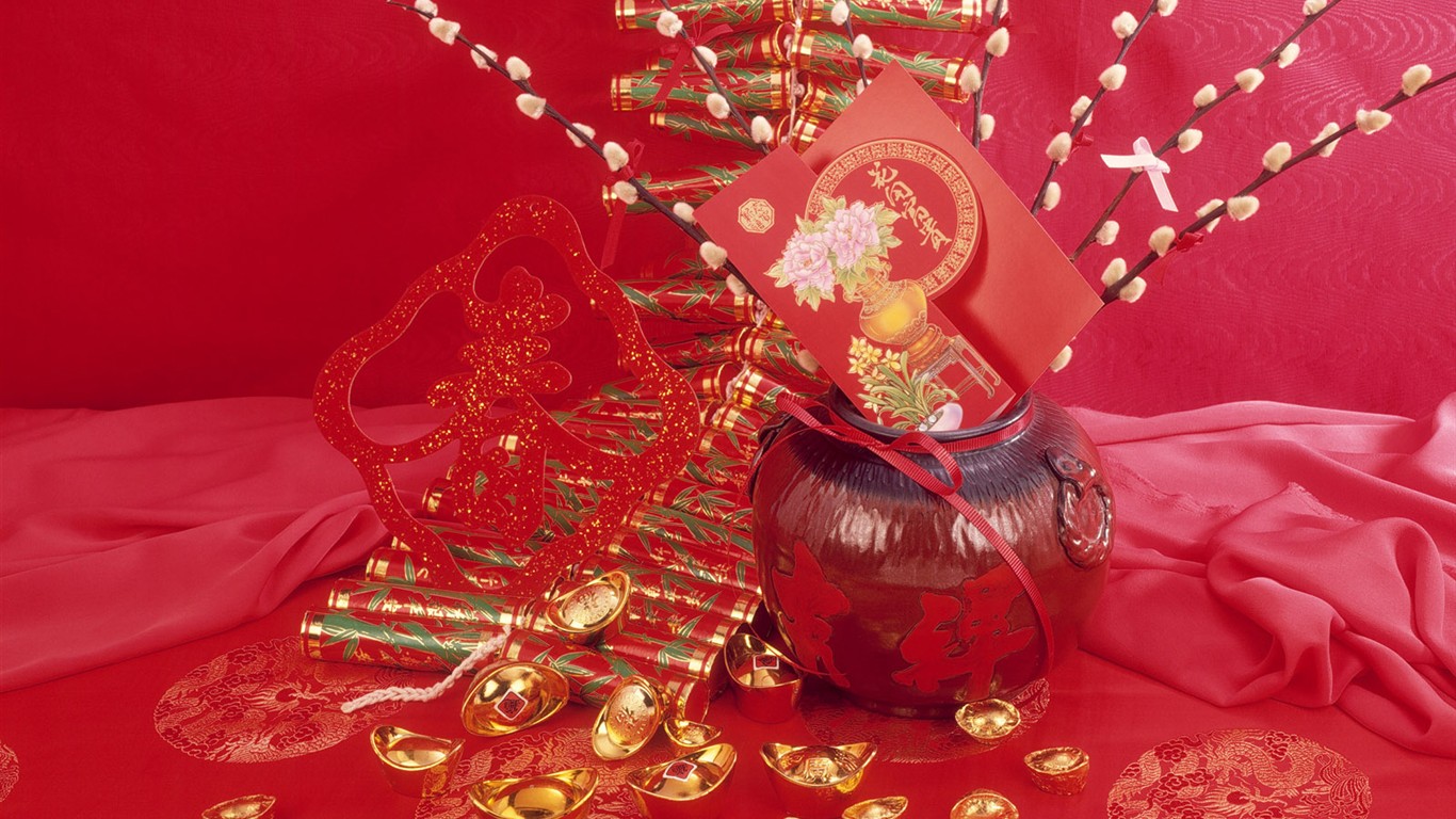 중국 바람 축제 붉은 벽지 #4 - 1366x768