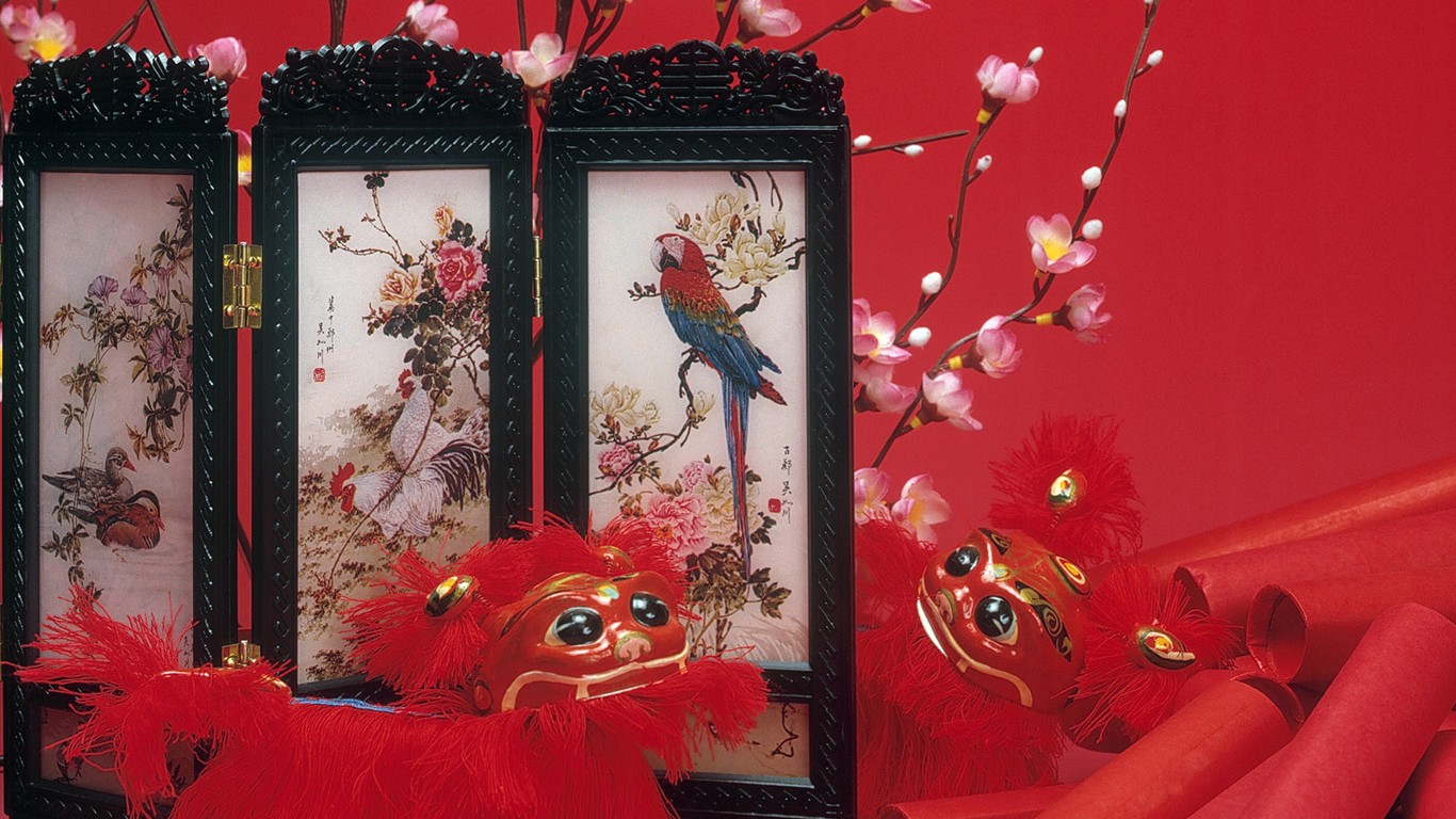 중국 바람 축제 붉은 벽지 #8 - 1366x768