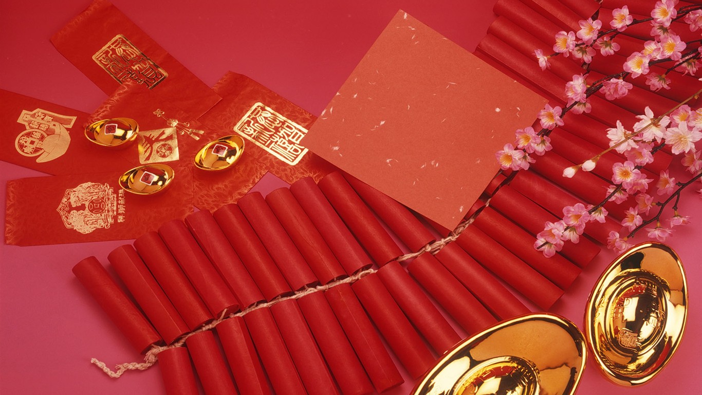 Vent de la Chine papier peint rouge festive #54 - 1366x768