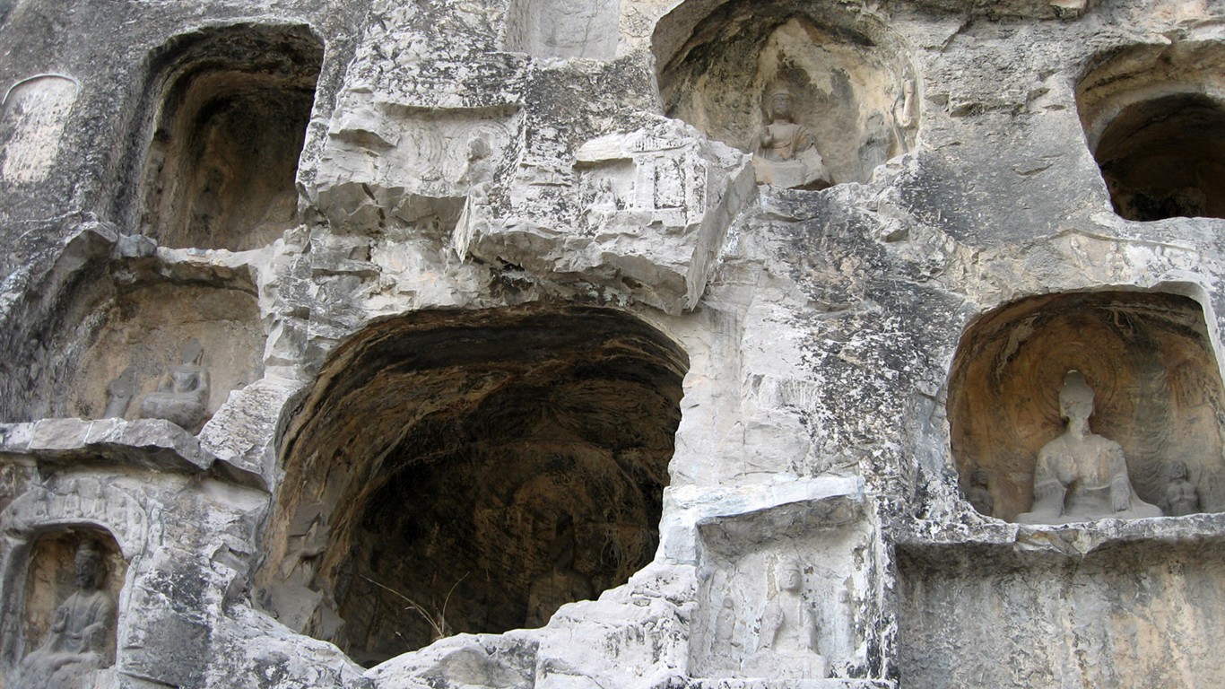 낙양, Longmen의 Grottoes는 배경 화면 #17 - 1366x768