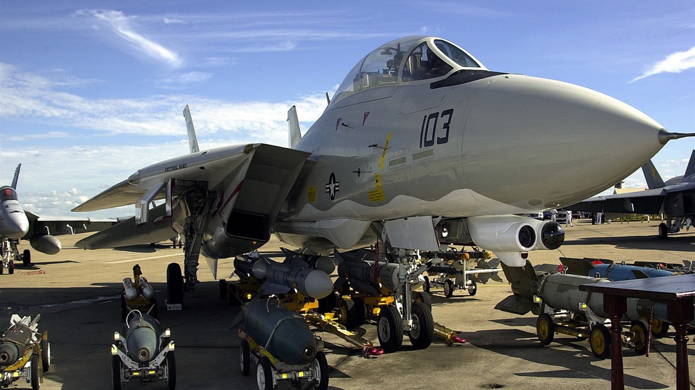 U. S. Navy F14 Tomcat bojovník #45 - 1366x768