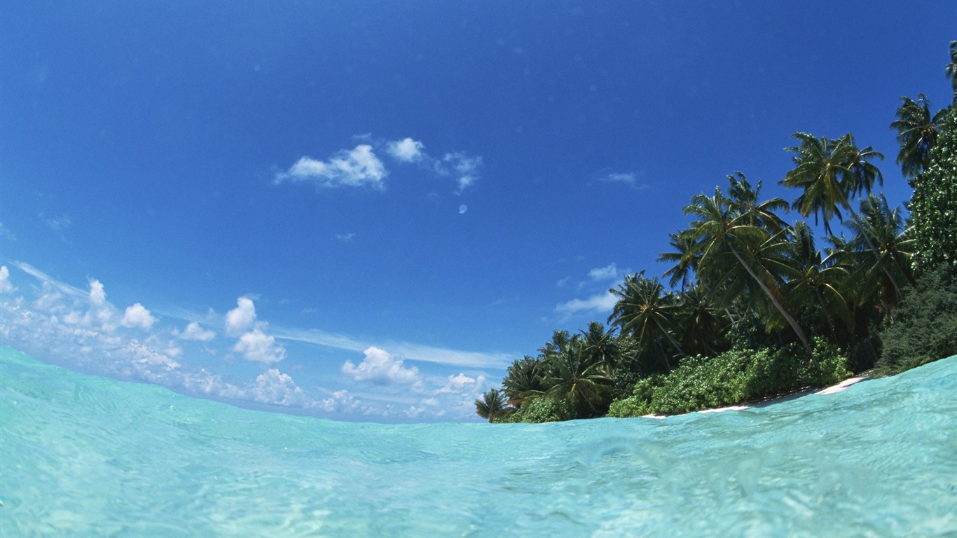 Maldives water and blue sky #7 - 1366x768