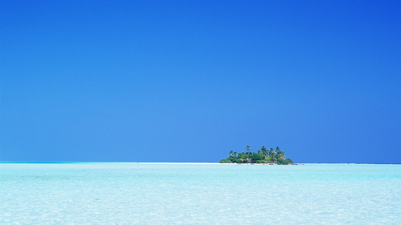 ciel bleu de l'eau aux Maldives et #21 - 1366x768