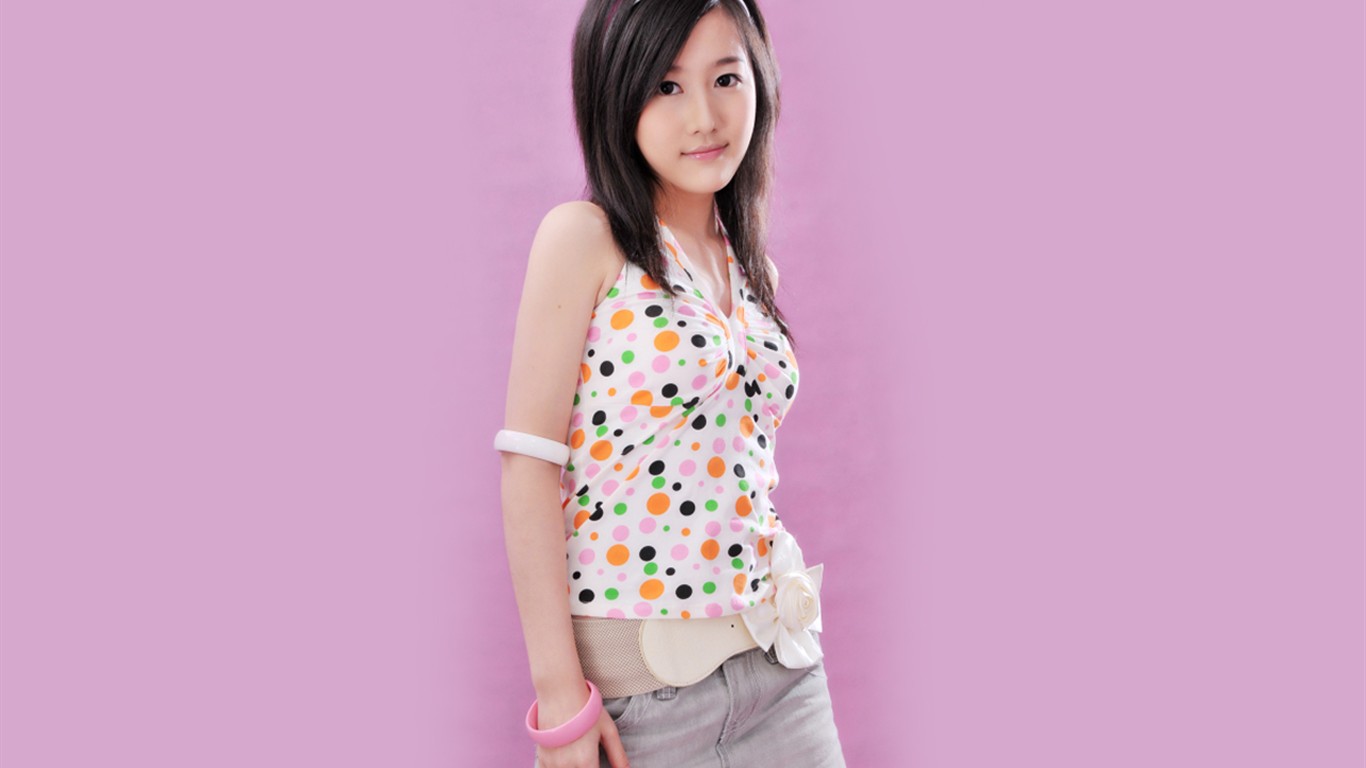 Liu Mei-obsahující tapety Happy dívka #5 - 1366x768
