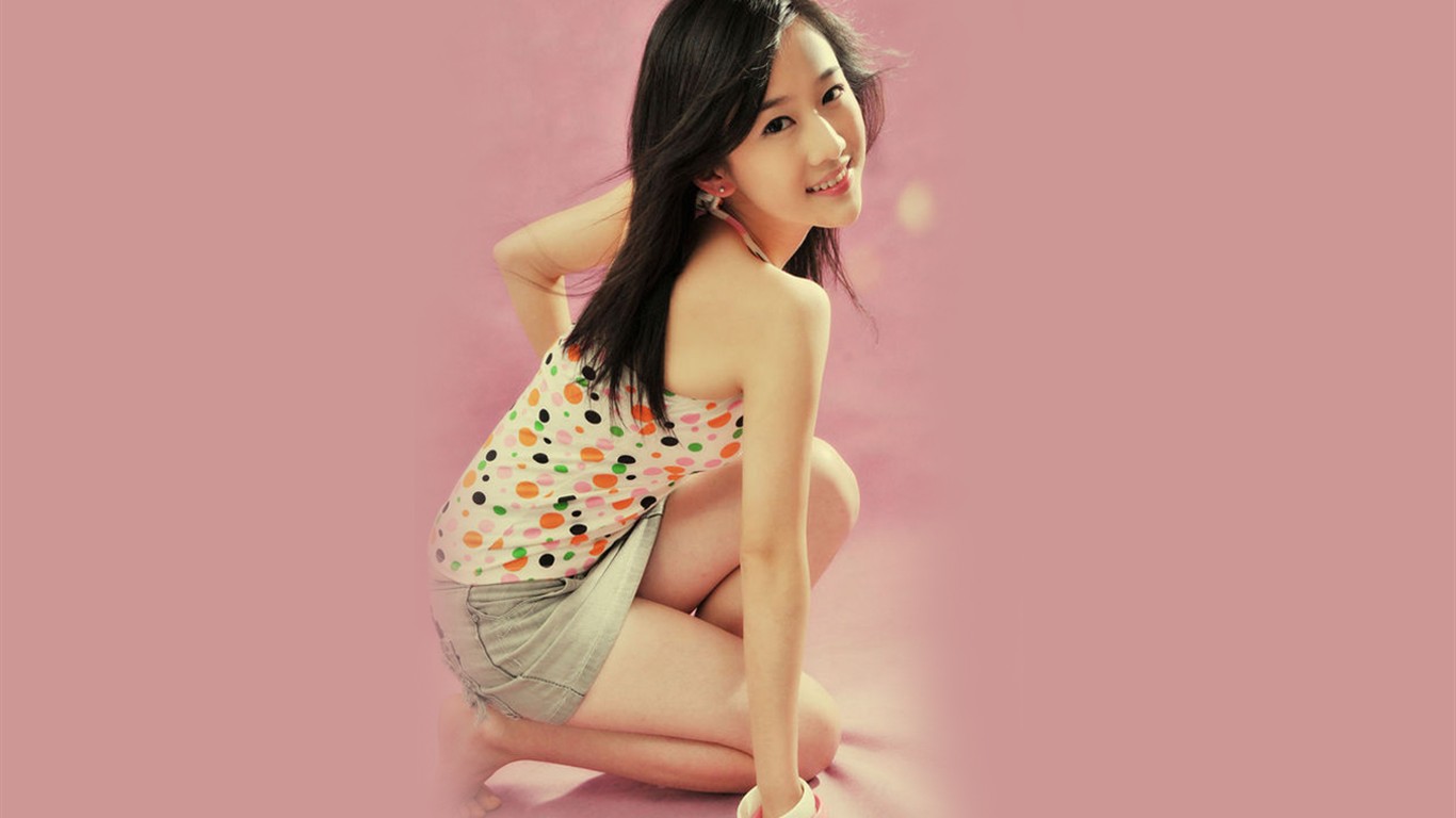 Liu Mei-obsahující tapety Happy dívka #6 - 1366x768