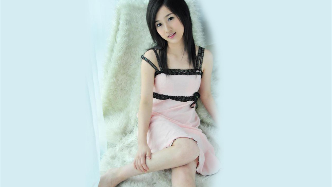 Liu Mei-obsahující tapety Happy dívka #9 - 1366x768