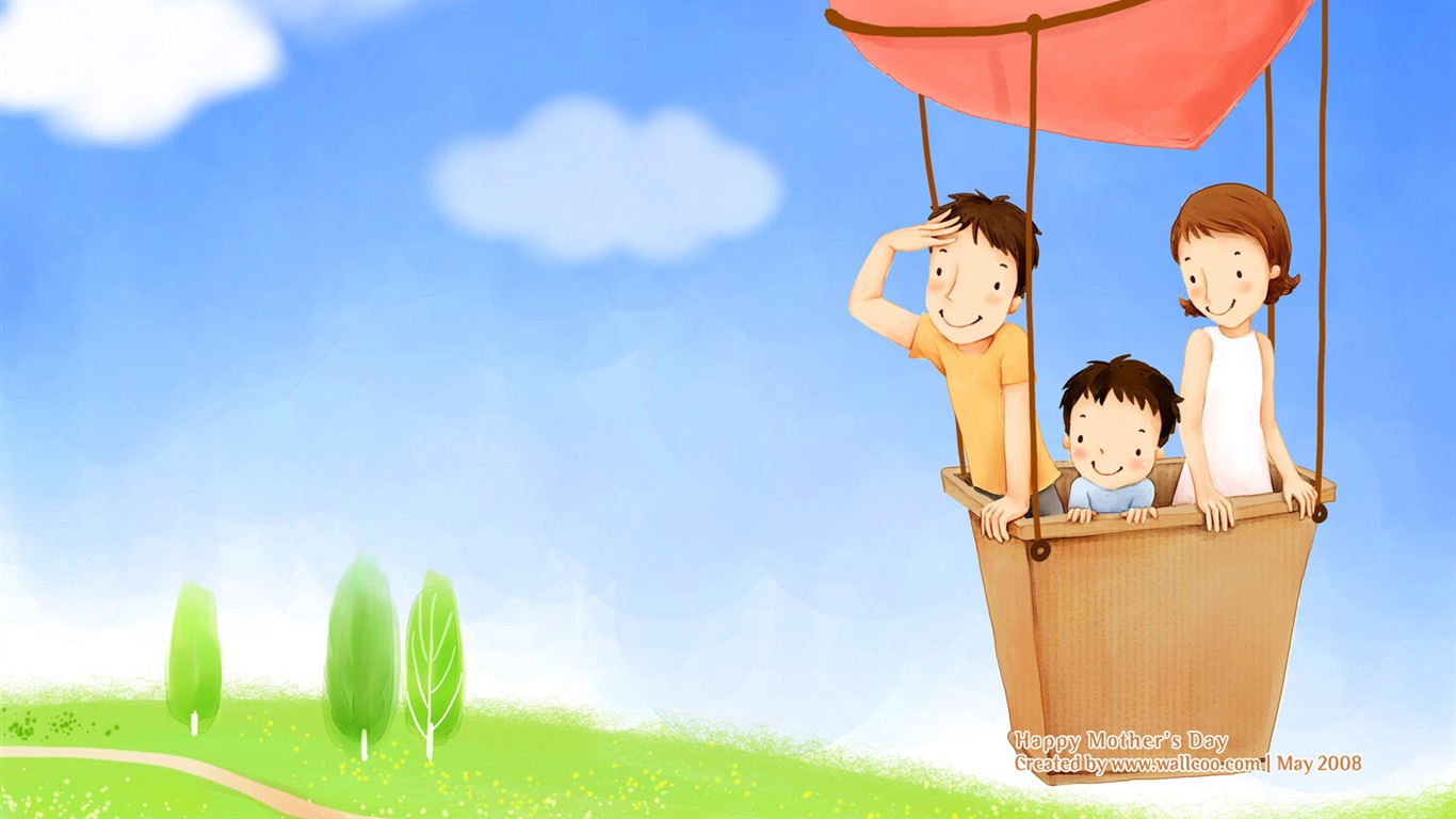 Mother's Day Thema des südkoreanischen Illustrator Tapete #3 - 1366x768