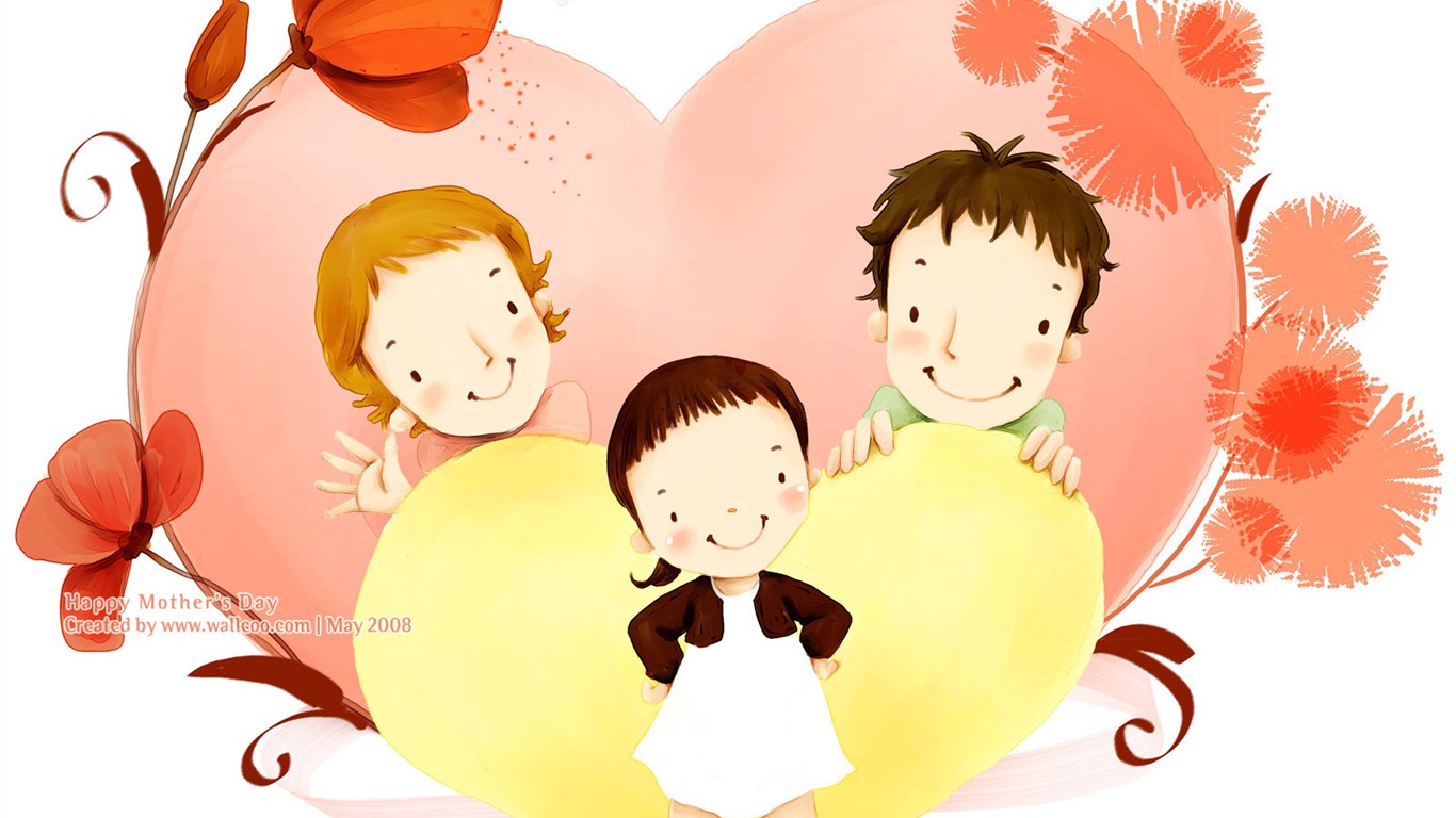 母亲节主题韩国插画壁纸4 - 1366x768