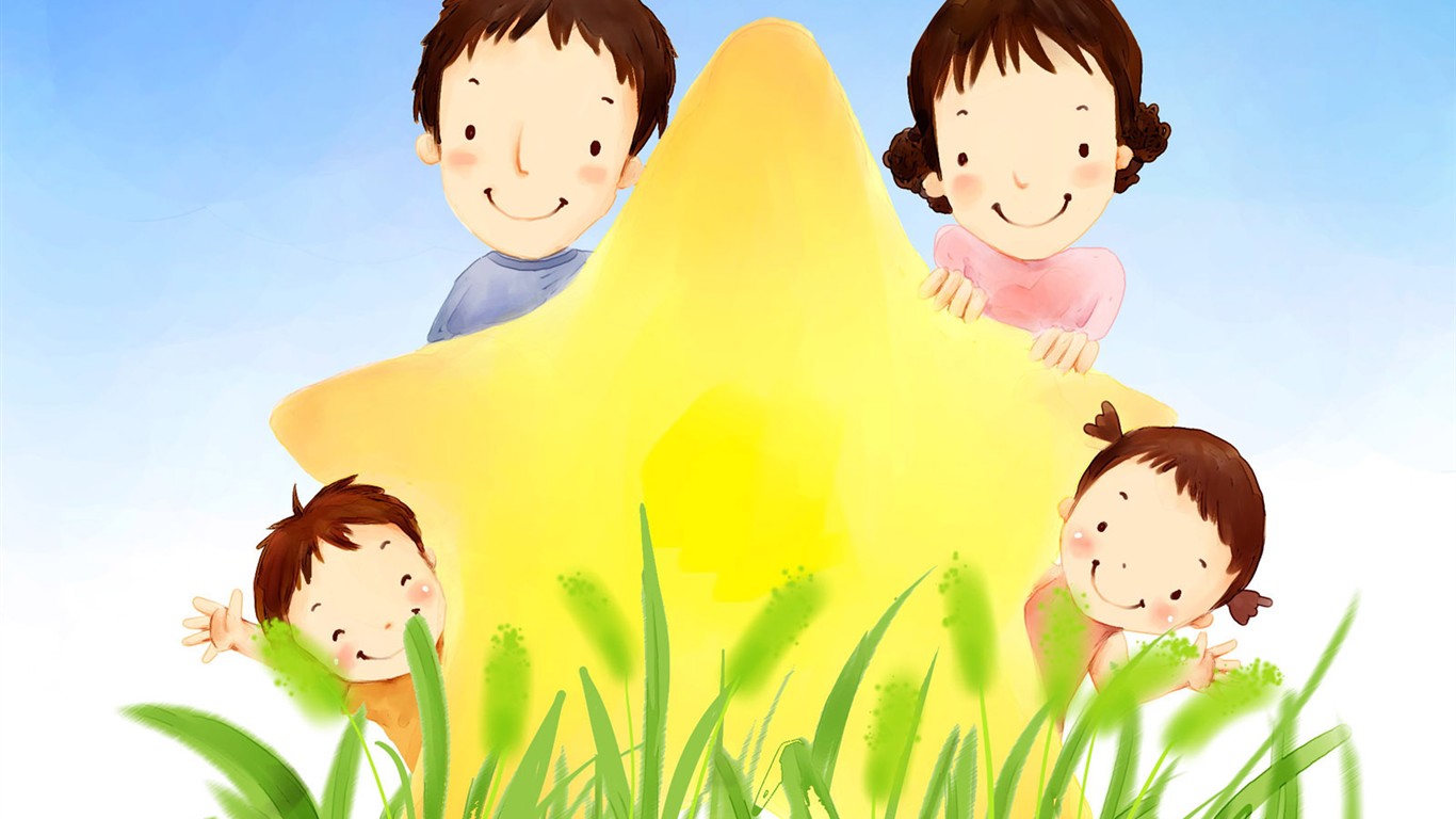 母亲节主题韩国插画壁纸5 - 1366x768