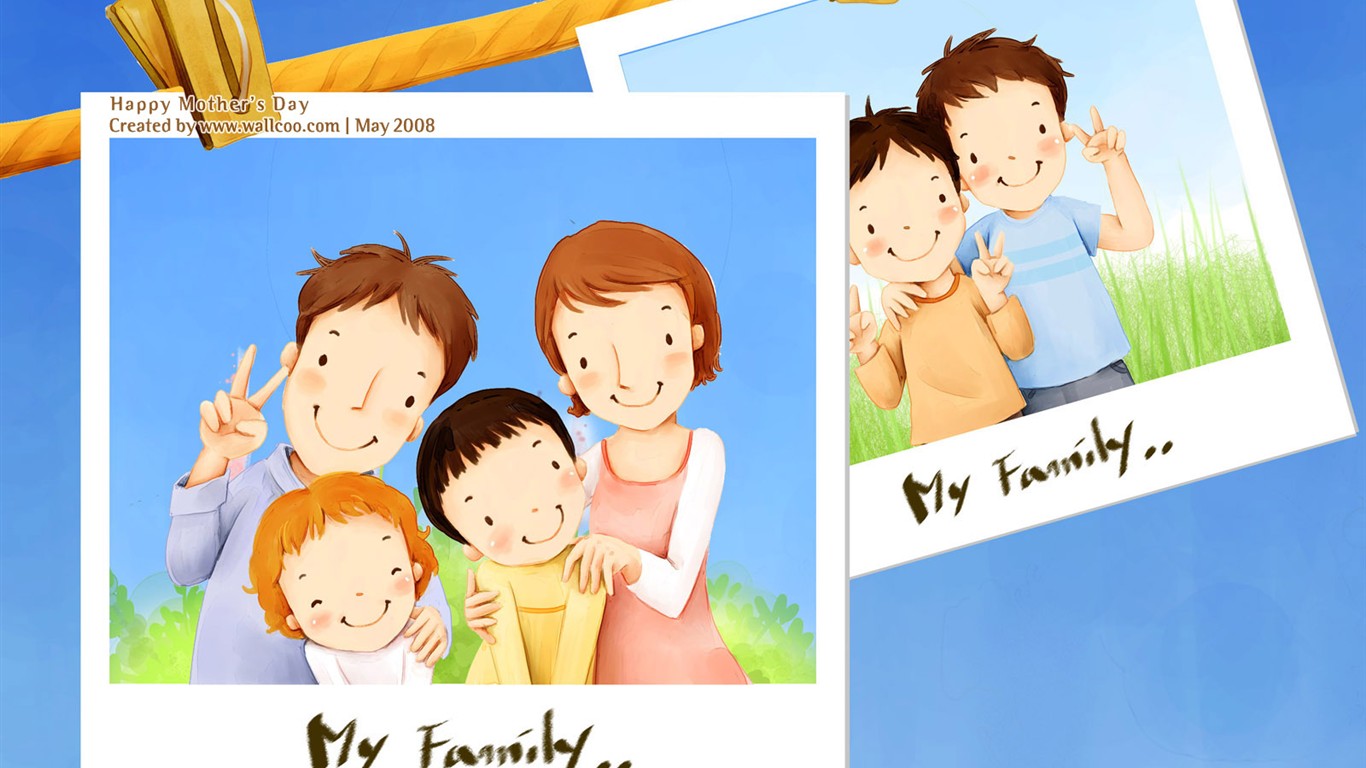 母亲节主题韩国插画壁纸6 - 1366x768