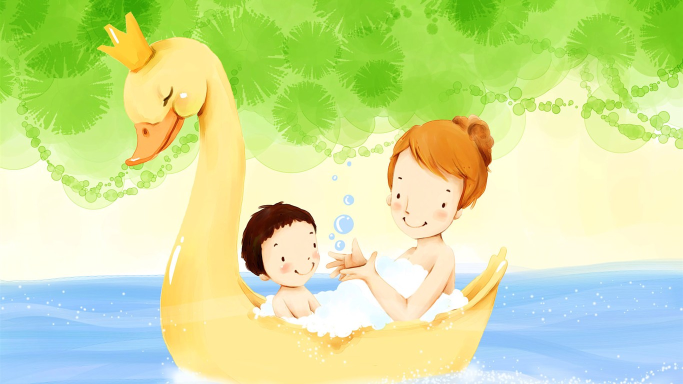 母亲节主题韩国插画壁纸9 - 1366x768