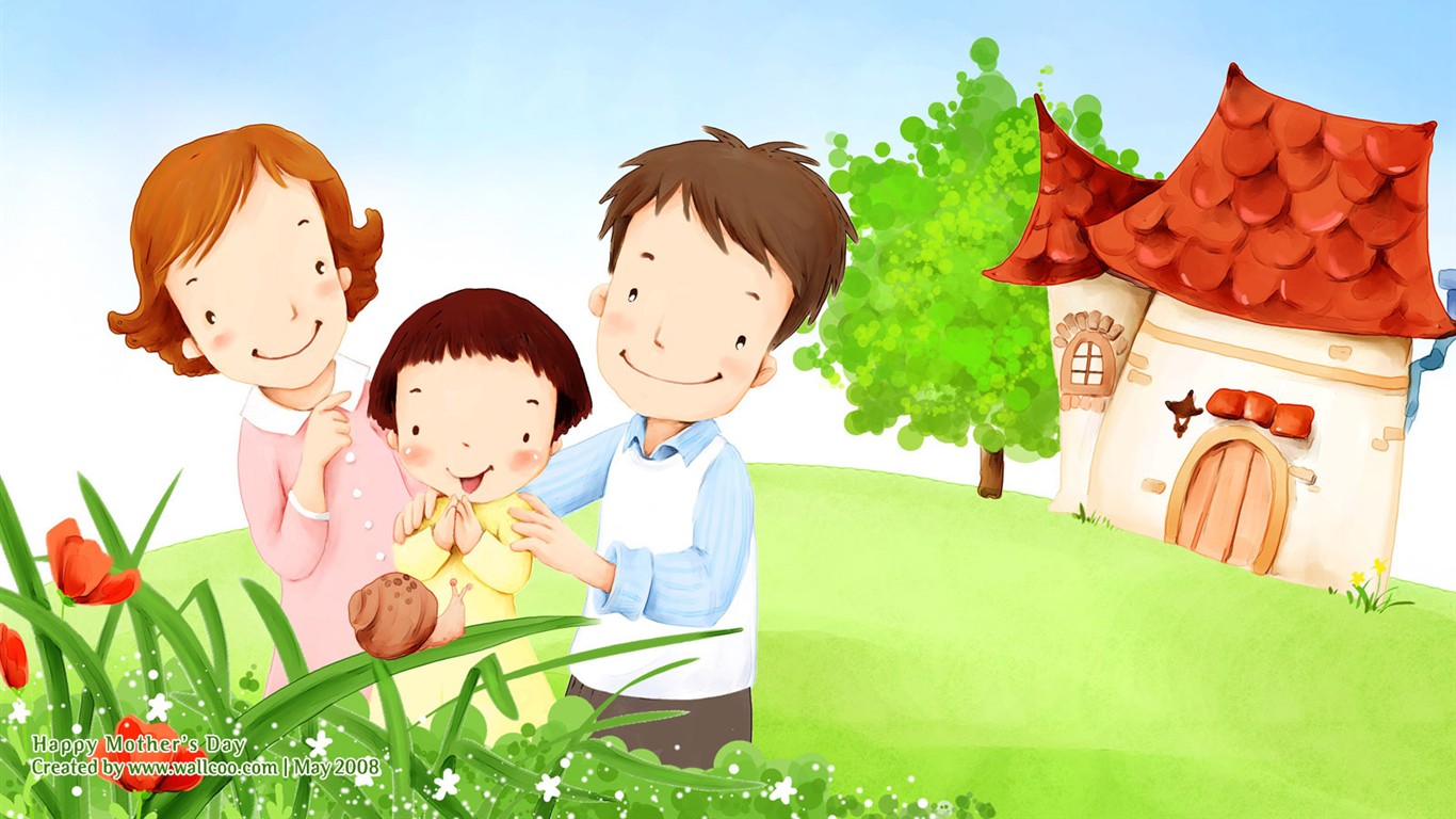 母亲节主题韩国插画壁纸14 - 1366x768