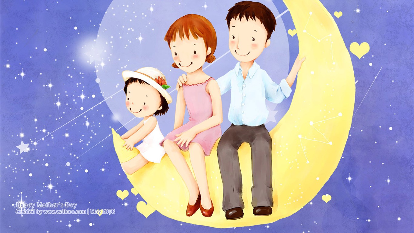 母亲节主题韩国插画壁纸16 - 1366x768