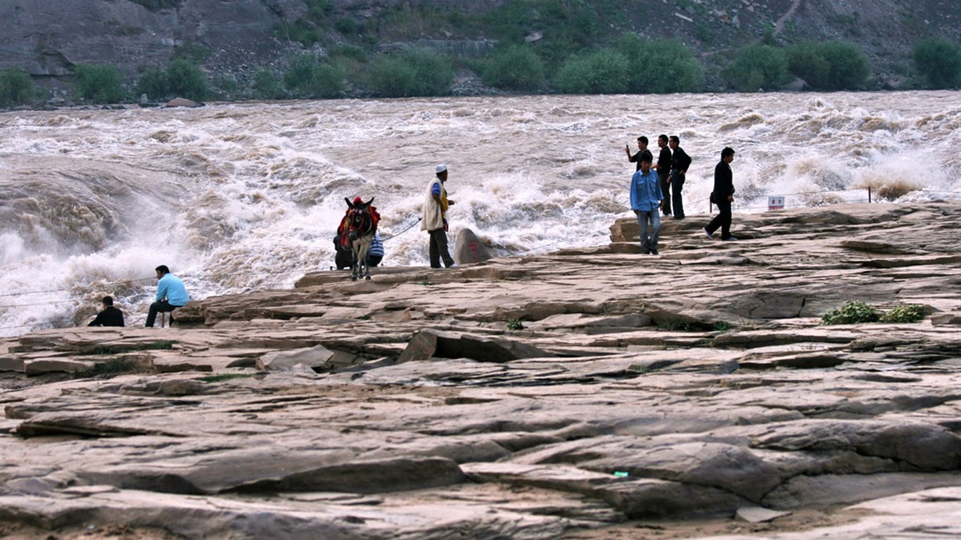 Neustále proudící Žlutá řeka - Hukou Waterfall cestovních poznámek (Minghu Metasequoia práce) #13 - 1366x768