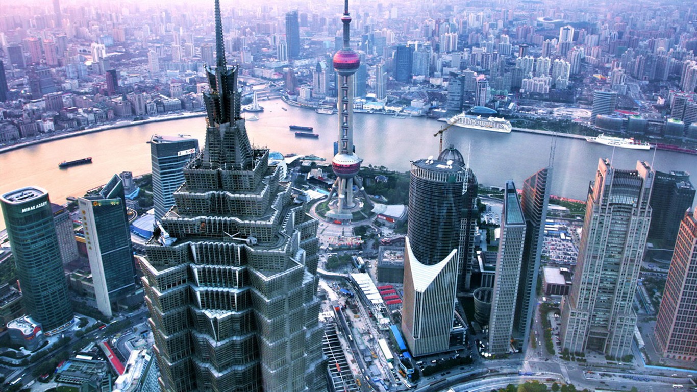 Metropolis - Shanghai dojem (Minghu Metasequoia práce) #1 - 1366x768
