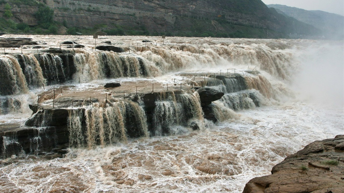 Neustále proudící Žlutá řeka - Hukou Waterfall cestovních poznámek (Minghu Metasequoia práce) #4 - 1366x768