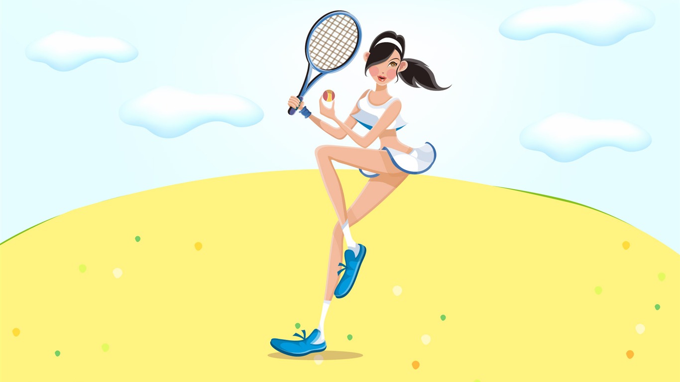 Vector women's leisure sports wallpaper #9 - 1366x768