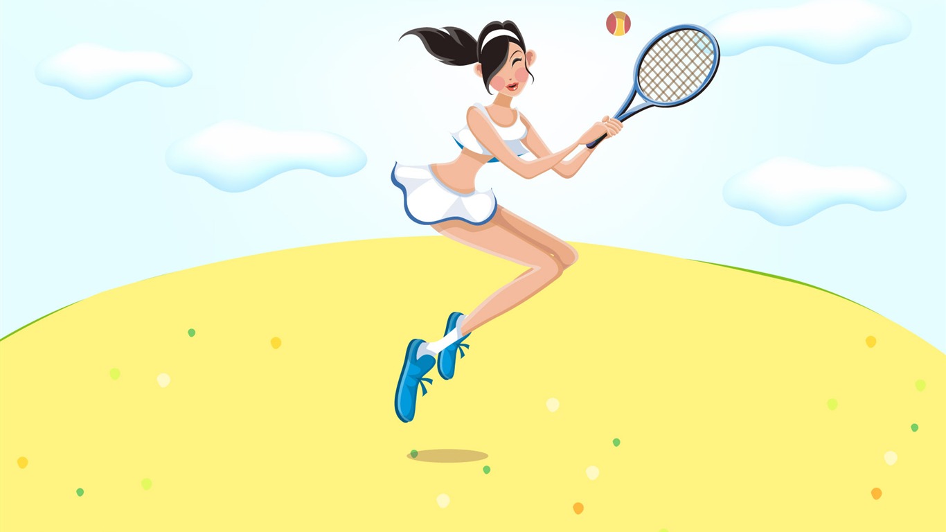Vector women's leisure sports wallpaper #10 - 1366x768