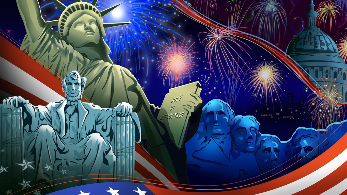 U. S. Independence Day Thema Tapete #19 - 1366x768