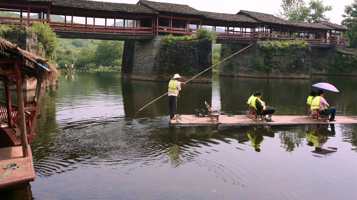 Wuyuan en la línea de la lluvia (Minghu obras Metasequoia) #14 - 1366x768