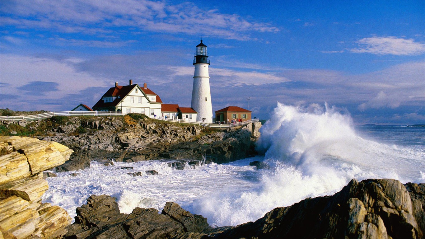 Pobřežní Lighthouse HD Wallpaper #9 - 1366x768