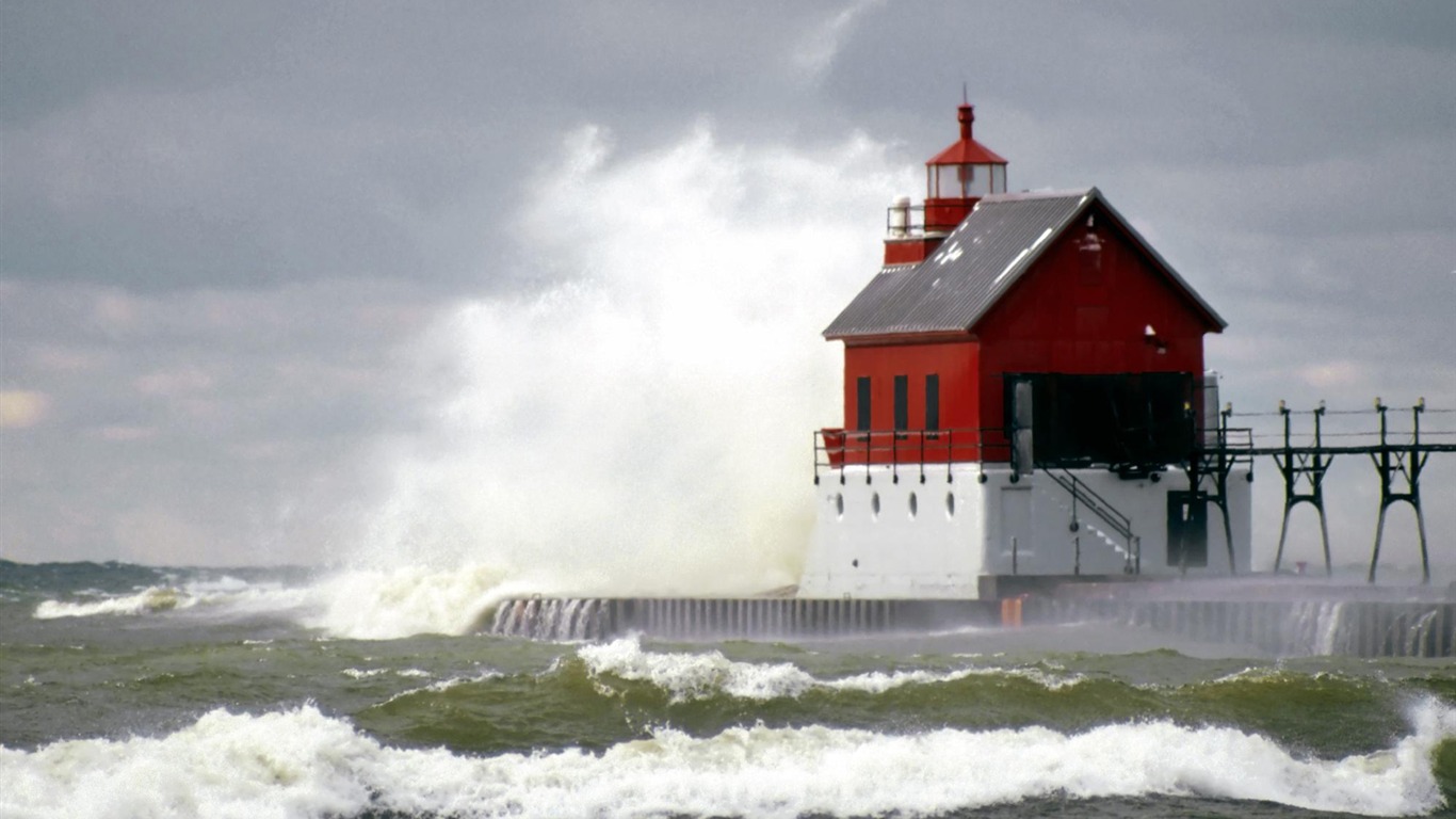 Pobřežní Lighthouse HD Wallpaper #23 - 1366x768