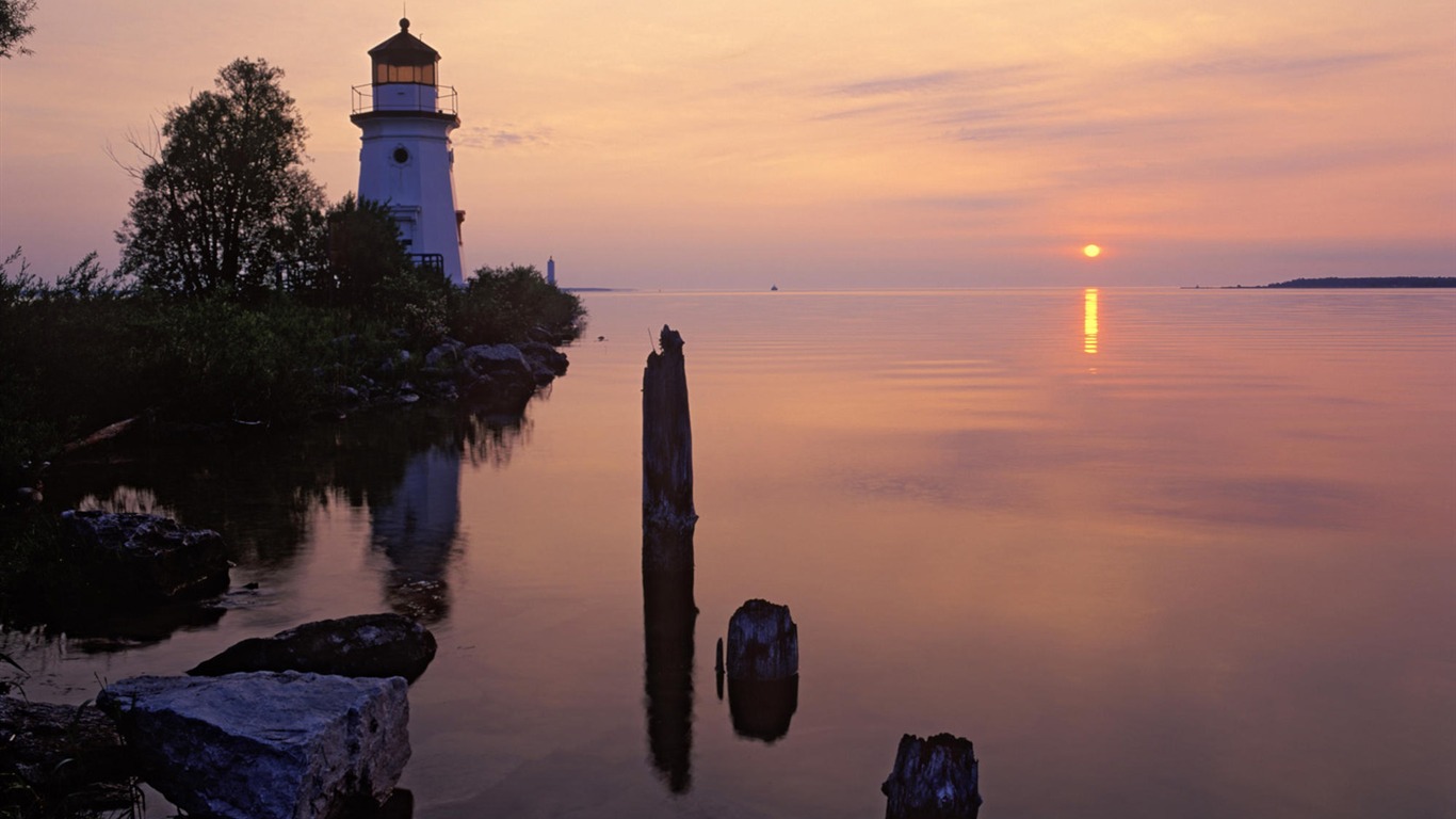 Pobřežní Lighthouse HD Wallpaper #32 - 1366x768