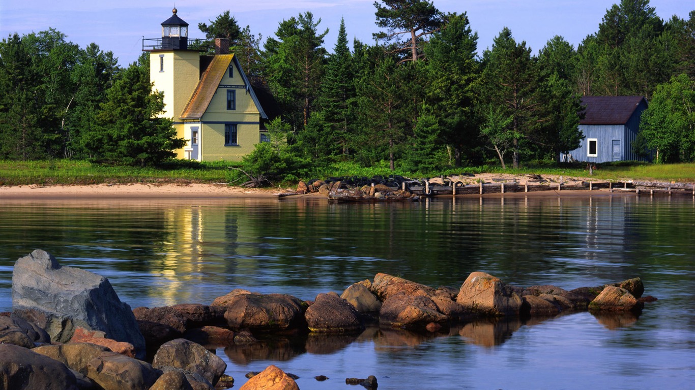 Pobřežní Lighthouse HD Wallpaper #40 - 1366x768