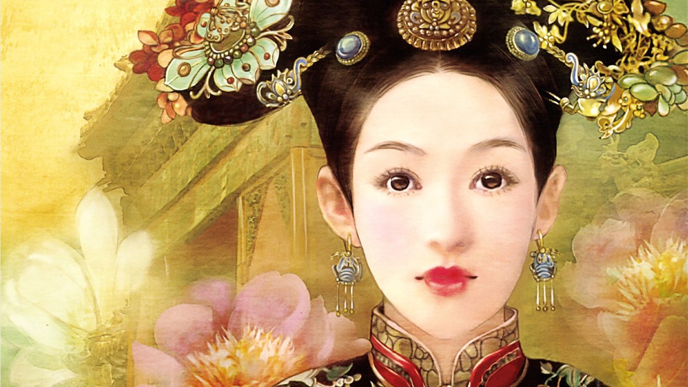 Fondos de la Dinastía Qing Pintura de la Mujer #8 - 1366x768