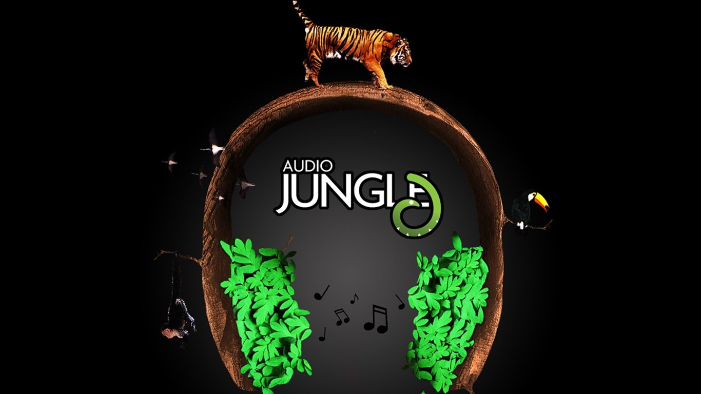 Аудио джунглей Обои Дизайн #18 - 1366x768