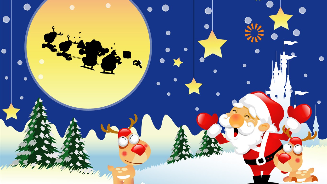 크리스마스 조경 벽지 시리즈 (9) #1 - 1366x768