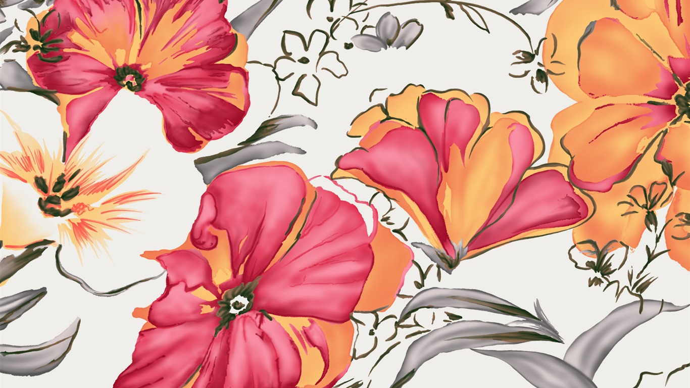 Exquisite Ink Flower Wallpapers #9 - 1366x768