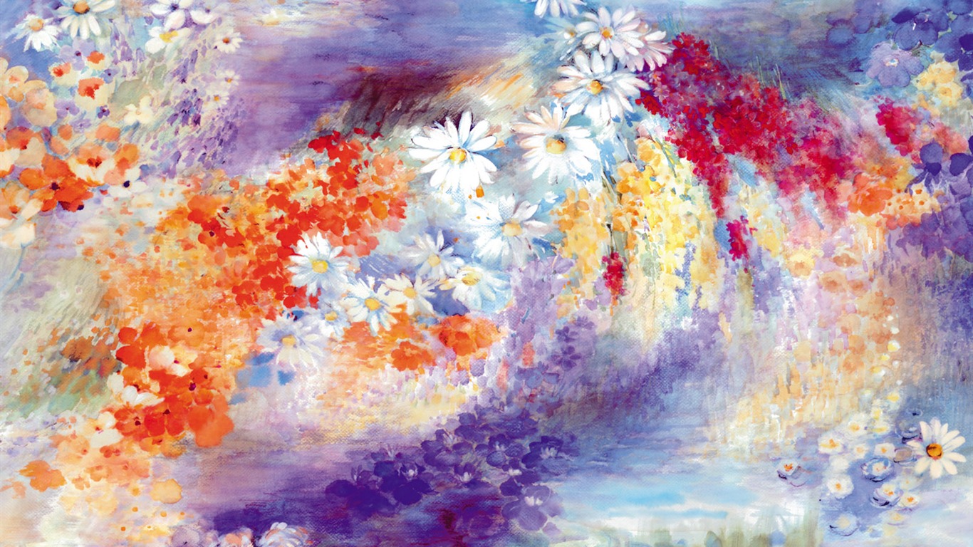 Fondos de pantalla de tinta exquisita flor #29 - 1366x768