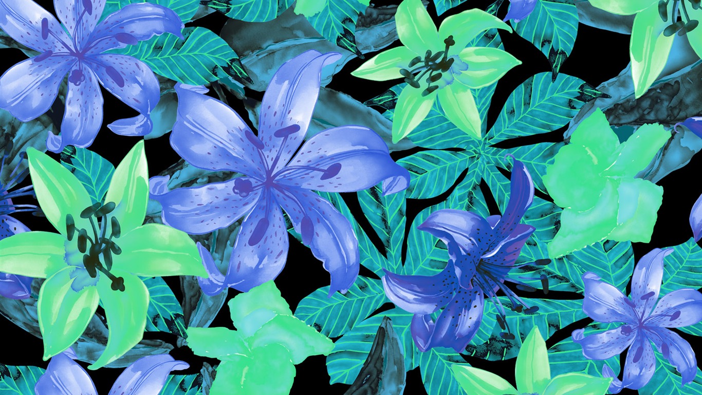 Fondos de pantalla de tinta exquisita flor #30 - 1366x768